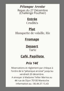 Challenge Pouthier par la Pétanque Arcoise