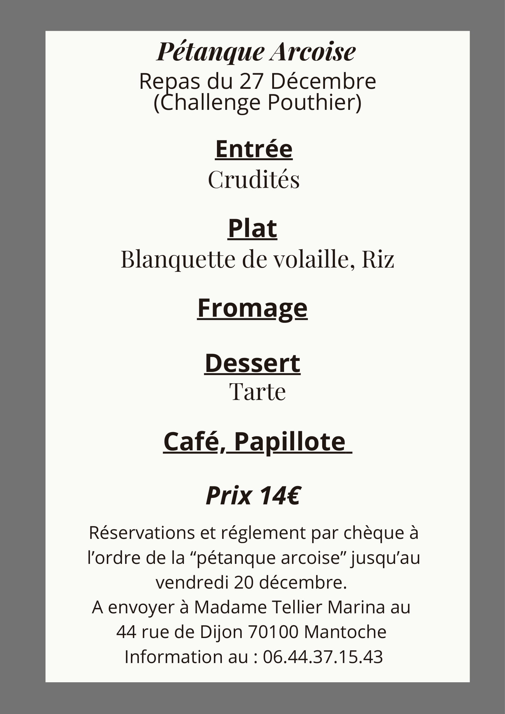 Challenge Pouthier par la Pétanque Arcoise